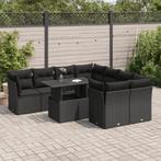 vidaXL Salon de jardin 9 pcs avec coussins noir résine, Jardin & Terrasse, Ensembles de jardin, Verzenden, Neuf, Salons de jardin