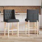 vidaXL Barstoelen 2 st massief rubberhout en stof, Huis en Inrichting, Barkrukken, Verzenden, Nieuw
