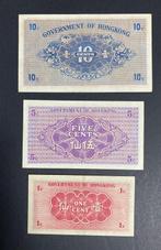 Hong Kong. - 1, 5 and 10 Cents 1941 - Pick 313b, 314, 315b