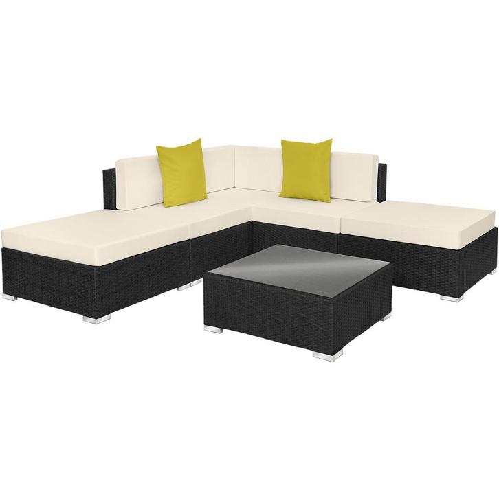 tectake Wicker zitgroep met aluminium frame Parijs - zwart, Tuin en Terras, Tuinsets en Loungesets, Verzenden