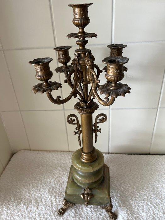 Kandelaar - Messing, Onyx, Antiek en Kunst, Curiosa en Brocante