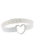 Choker Wit Hartje Pu Leer Witte Collar Ketting Hart Halsband, Handtassen en Accessoires, Kettingen, Ophalen of Verzenden, Nieuw