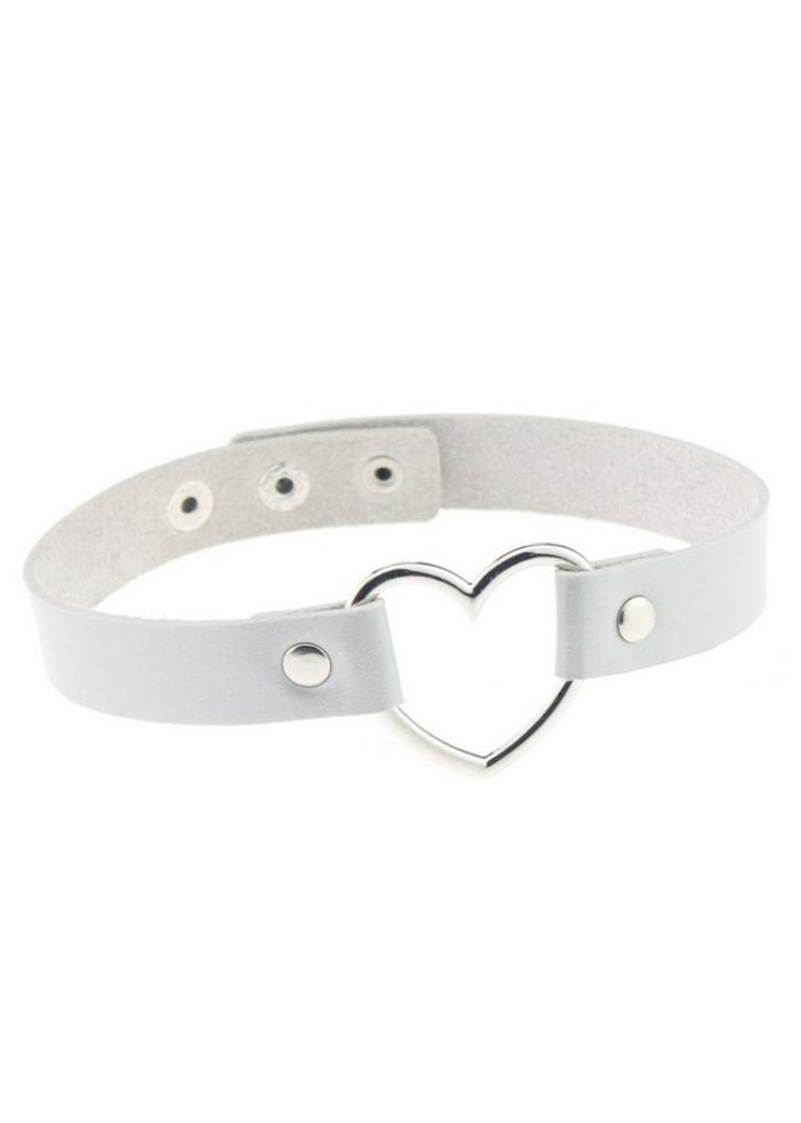Choker Wit Hartje Pu Leer Witte Collar Ketting Hart Halsband, Handtassen en Accessoires, Kettingen, Wit, Nieuw, Ophalen of Verzenden