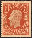 België 1869 - Leopold II 5 frank OBP 37 bruinrood - Zeer