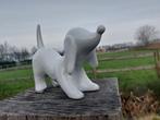 Beeld, ceramic dachsund white - 21 cm - Keramiek