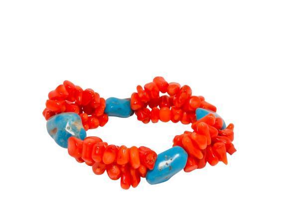 Veiling - Sieraad | Bloedkoraal & Turkoois Statement Armband, Handtassen en Accessoires, Armbanden