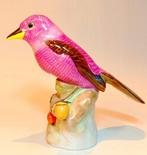 Herend - Beeldje - Colorful pink bird on branch with acorn -
