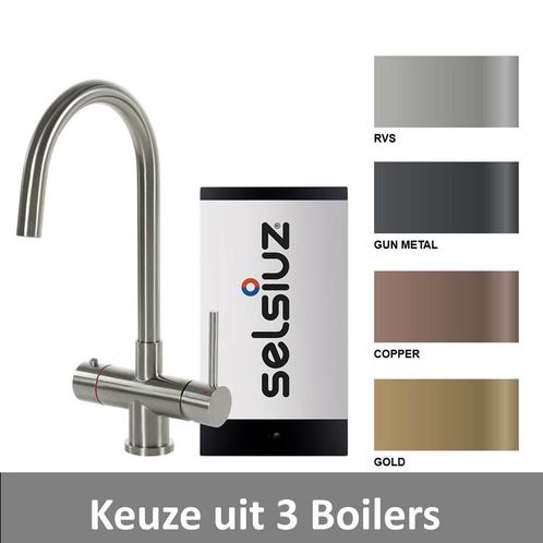 Kokendwaterkraan Selsiuz Steel Rond Gold Inclusief Single, Doe-het-zelf en Bouw, Sanitair, Kraan, Nieuw, Ophalen of Verzenden