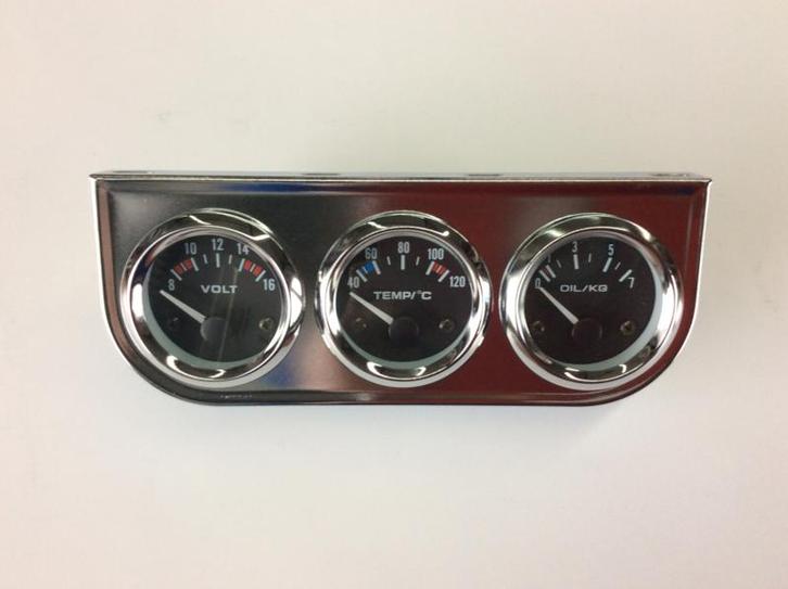 52mm meter set chroom met zwart, Auto diversen, Auto-accessoires, Nieuw, Ophalen of Verzenden