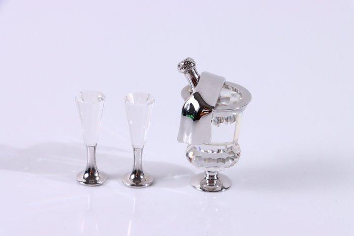 Figuur - Swarovski - Wijnkoeler met 2 glazen (Boxed +, Antiek en Kunst, Curiosa en Brocante