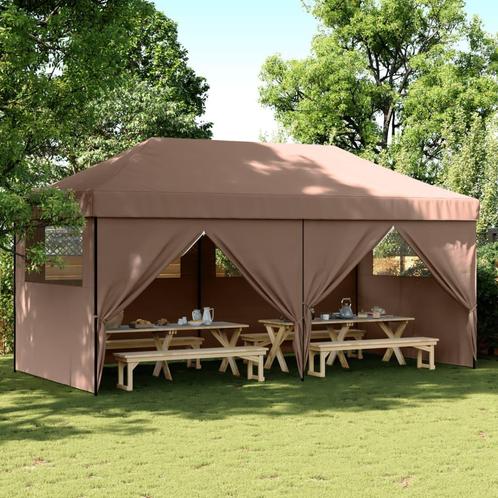 vidaXL Partytent inklapbaar pop-up met 4 zijwanden bruin, Tuin en Terras, Partytenten, Nieuw, Verzenden