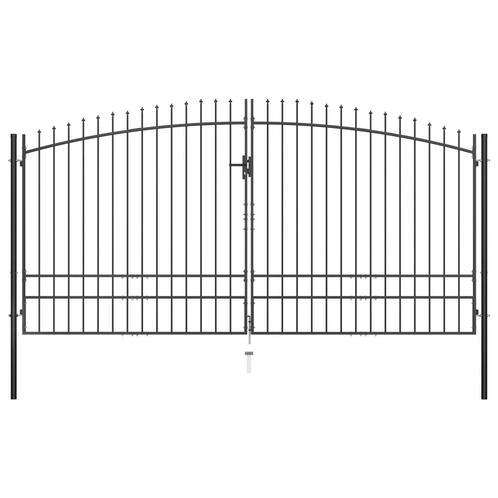 vidaXL Hekpoort dubbele deur met speren bovenkant 400x248 cm, Tuin en Terras, Tuinpoorten, Nieuw, Verzenden