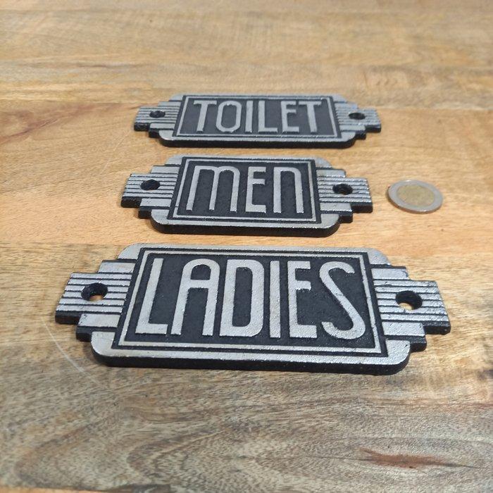 Toilet Signs: Toilet, Men, Ladies - Plaque (3) - Gietijzer, Antiek en Kunst, Kunst | Designobjecten