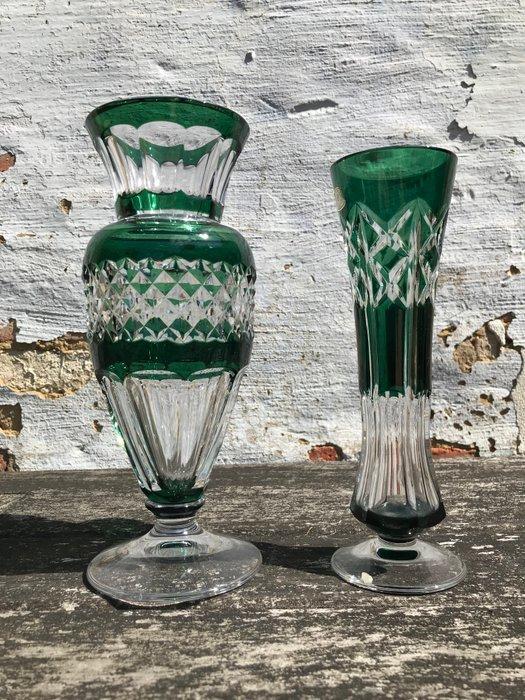 Val Saint Lambert - Vaas (2) - Kristal - Twee kristallen, Antiek en Kunst, Antiek | Glaswerk en Kristal