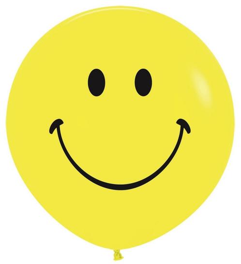 Ballonnen Smile Face Yellow 91cm 2st, Hobby en Vrije tijd, Feestartikelen, Nieuw, Verzenden