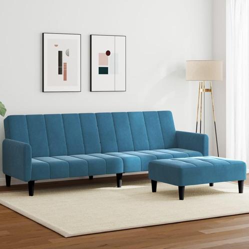 vidaXL Slaapbank 2-zits met voetenbank fluweel blauw, Huis en Inrichting, Zetels | Zetels, Nieuw, Verzenden