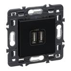 Prise Legrand avec 2 ports USB de type A Noir Dispositif, Bricolage & Construction, Verzenden