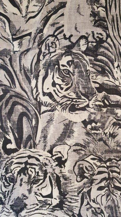 Exclusief katoen satijneffect met tijgers - 300x300cm -, Antiek en Kunst, Antiek | Tapijten, Tafelkleden en Textiel
