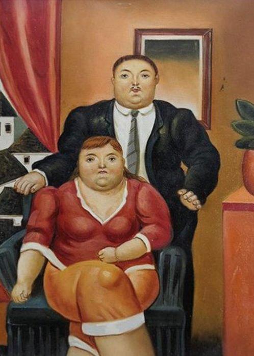 Scuola europea (XX), da Botero - Marito e moglie, Antiquités & Art, Art | Peinture | Classique