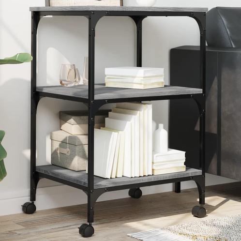 vidaXL Printerkastje 3-laags 50x41x75 cm bewerkt hout grijs, Computers en Software, Printers, Nieuw, Verzenden