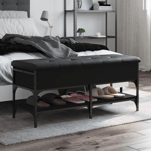 vidaXL Schoenenbank 102x42x45 cm bewerkt hout zwart, Huis en Inrichting, Overige Huis en Inrichting, Nieuw, Verzenden