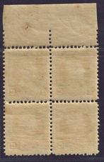 België 1922 - 50ct in de tanding 11 x 11 1/2 als blok van 4, Postzegels en Munten, Gestempeld