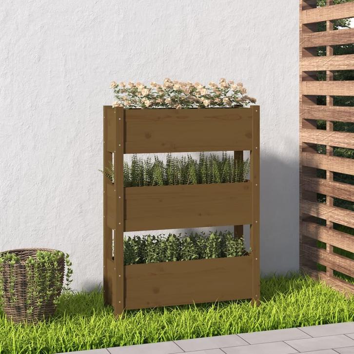 vidaXL Plantenbak 77x25x104,5 cm massief grenenhout, Tuin en Terras, Bloempotten, Nieuw, Verzenden