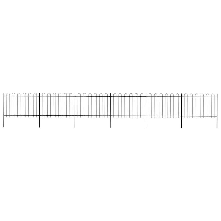 vidaXL Tuinhek met ringtop staal 1070x120 cm zwart, Tuin en Terras, Tuinhekken en Hekwerk, Nieuw, Verzenden