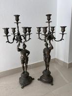 Kandelaber - Gepatineerd brons - Kandelaberspaar - Hoogte:, Antiek en Kunst