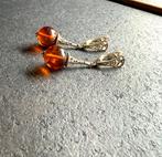 Artisan oorbellen van echt Baltisch amber in sterling zilver
