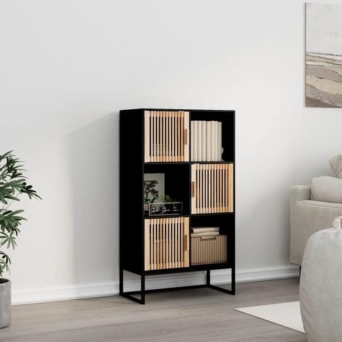 vidaXL Hoge kast 70x35x125 cm bewerkt hout zwart, Huis en Inrichting, Kasten | Overige, Nieuw, Verzenden