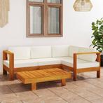 vidaXL 5-delige Loungeset met crèmewitte kussens acaciahout, Tuin en Terras, Tuinsets en Loungesets, Verzenden, Nieuw, Loungeset