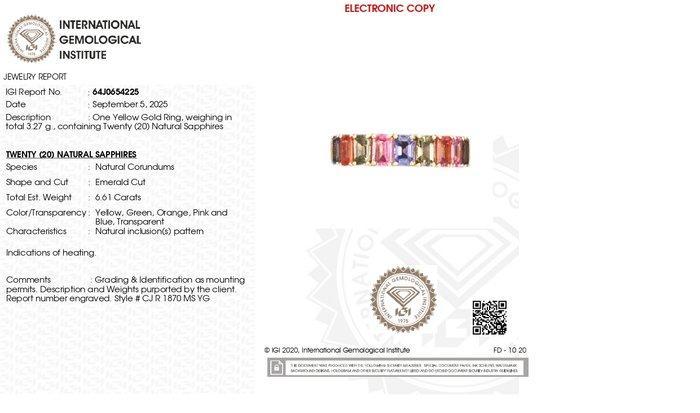 Eeuwigheidsring - 14 karaat Geel goud - 6.61ct. tw. Saffier, Handtassen en Accessoires, Antieke sieraden