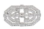 Broche Platina - 8.04ct. tw. - Diamant - Vintage 1930s Art