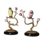 Beeldje - Pair of birds (2) - Brons, Porselein