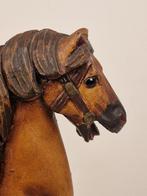 sculptuur, Antiek speelgoed paard op wielen - 38 cm - Hout -, Antiek en Kunst