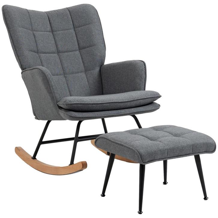 Schommelstoel - Comfortabel en Stijlvol - Grijs, Huis en Inrichting, Stoelen, Grijs, Nieuw, Stof, Ophalen of Verzenden