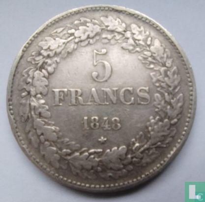 België 5 francs 1848, Postzegels en Munten, Munten | België, Losse munt, Goud, Zilver, Verzenden