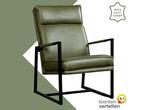 Leren fauteuil Square - Vintage Olive (olijf/groen), Huis en Inrichting, Fauteuils, Nieuw, Ophalen of Verzenden, 50 tot 75 cm