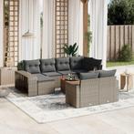 vidaXL 11-delige Loungeset met kussens poly rattan grijs, Verzenden, Nieuw
