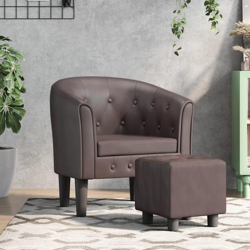 vidaXL Kuipstoel met voetenbankje kunstleer bruin, Maison & Meubles, Fauteuils, Envoi