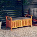 vidaXL Tuinopbergbank met kussen 126 cm massief acaciahout, Tuin en Terras, Tuinsets en Loungesets, Verzenden, Nieuw