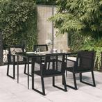 vidaXL 5-delige Tuinset PVC-rattan zwart, Tuin en Terras, Verzenden, Nieuw, Tuinset