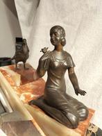 schouwklok - Art Deco marmer met legering - 1900-1910