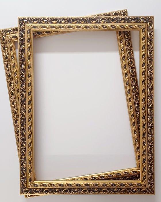 Lijst (3) - Hout - Traforate / goud en ivoor, Antiek en Kunst, Curiosa en Brocante