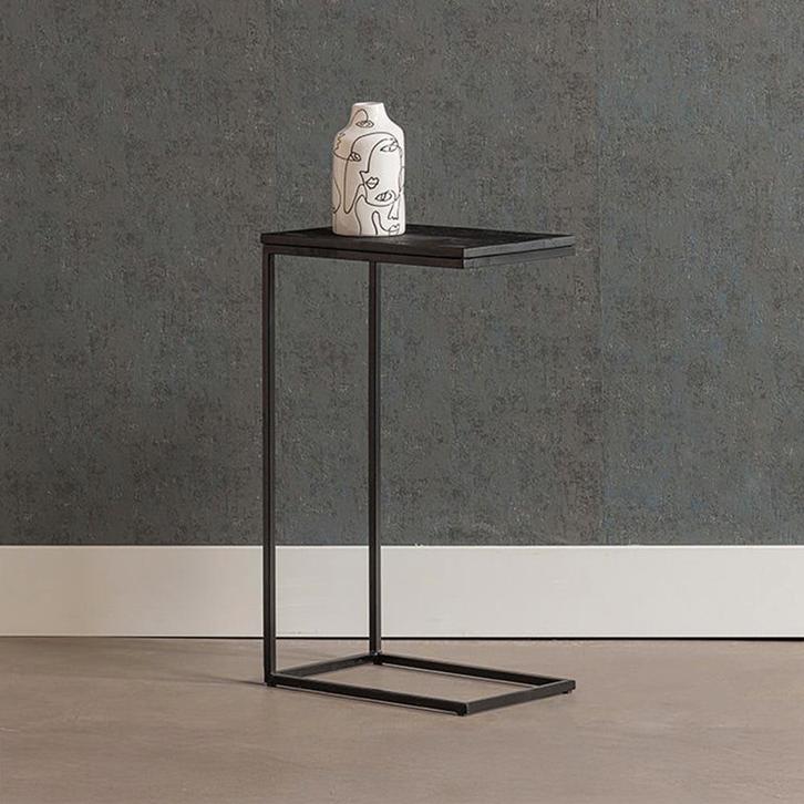 Bijzettafel Mangohout Alys Zwart (set Van 2), Huis en Inrichting, Tafels | Bijzettafels, Nieuw, Hout, Overige vormen, Verzenden