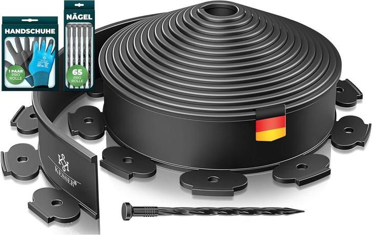 Gazonrand - Tuinrand - 10m - 5cm - Zwart - KESSER®, Huis en Inrichting, Woonaccessoires | Overige, Nieuw, Verzenden