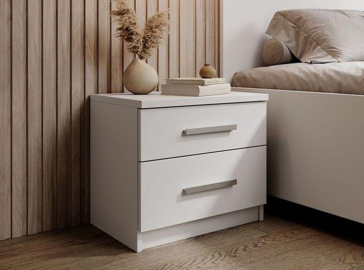 Meubella Nachtkastje Blake wit 55cm 2 lades, Huis en Inrichting, Kasten | Overige, Nieuw, Verzenden