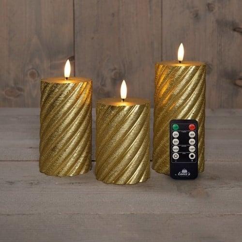 Ledkaars 3d flame wax candle swirl goud annas collection, Hobby en Vrije tijd, Knutselen, Nieuw