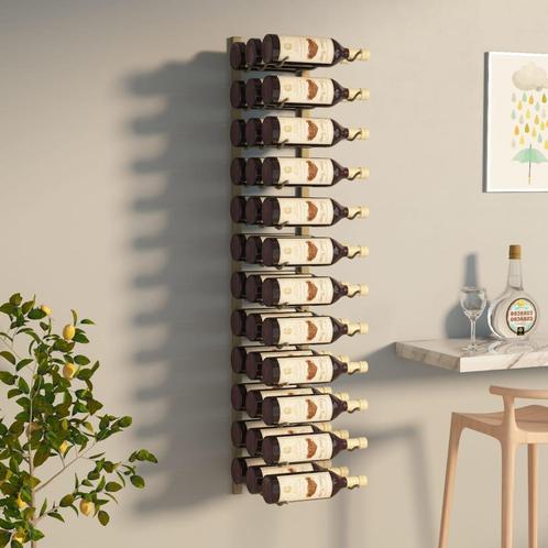 vidaXL Wijnrek voor 36 flessen wandmontage ijzer goudkleurig, Huis en Inrichting, Woonaccessoires | Wijnrekken, Nieuw, Verzenden